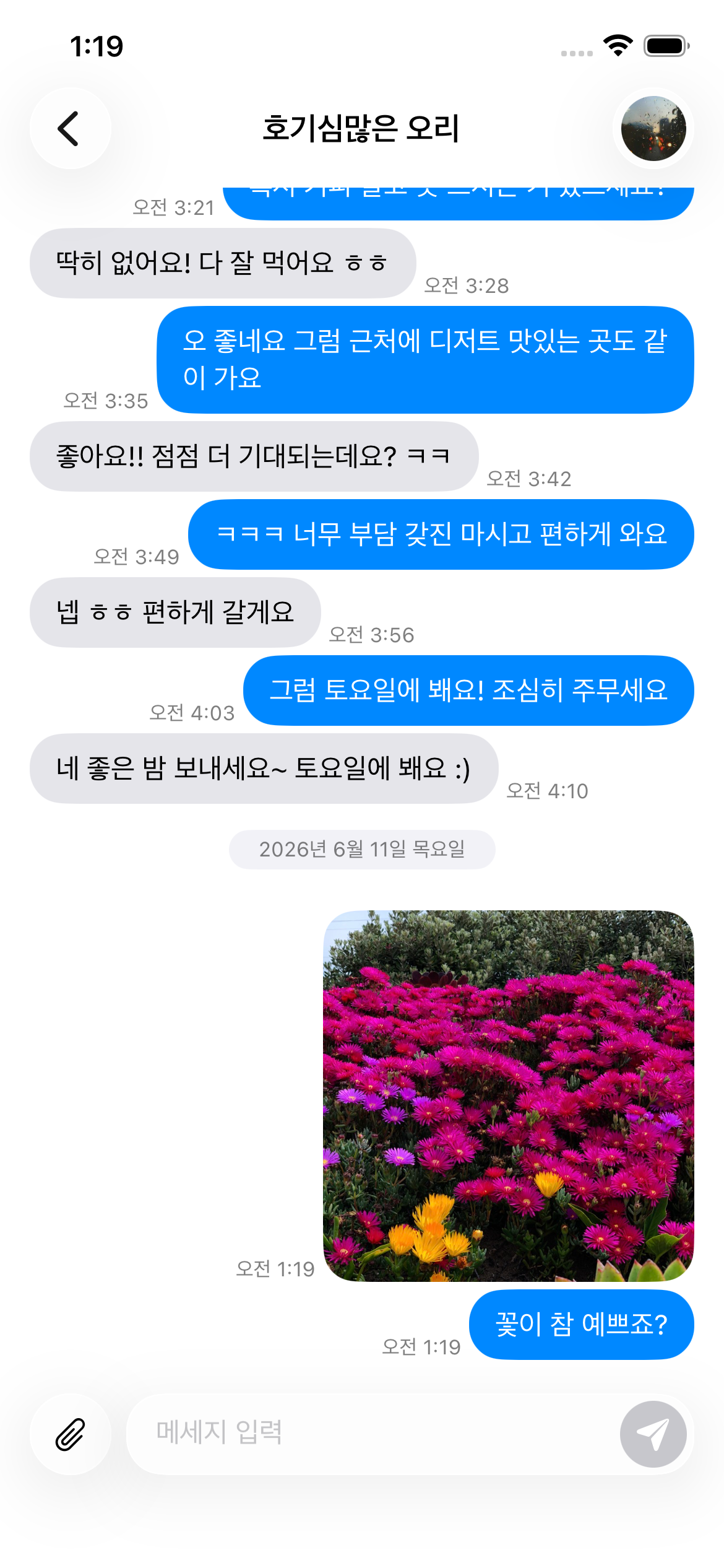 실시간 채팅 화면